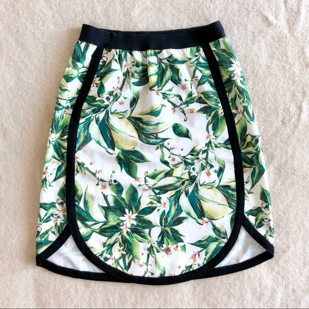 Anntian silk lemon tree print skirt - Picture 3 of 8